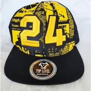 Top Level Number 24 Kobe Snap Back Hat‎ Black/Yellow